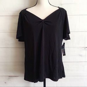 ❌SOLD❌NWT Jones New York Black Ruched V-Neck Top